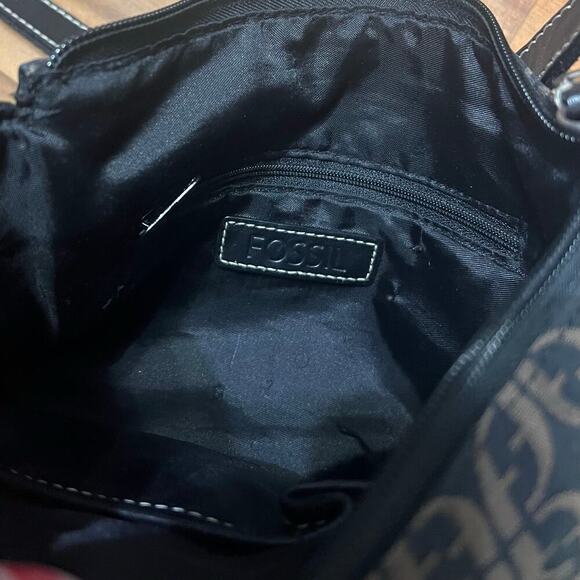 Vintage Black Fossil Monogram Crossbody Purse - Picture 2 of 8